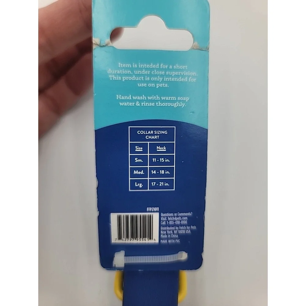 Wags & Wiggles Waterproof Rubber Dog Collar Blue With Metal Buckle Large 17